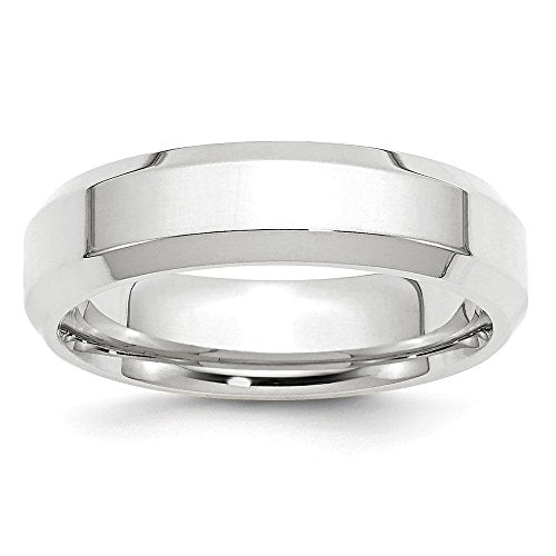 10k White Gold 6mm Beveled Edge Comfort Fit Wedding Band Size 11.5