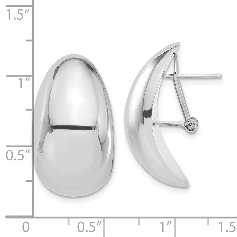 14k White Gold Polished Omega Back Post Earrings