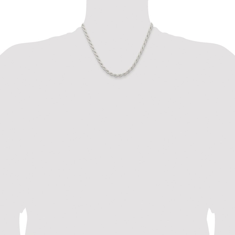 Sterling Silver Rhodium-plated 5mm Solid Rope Chain