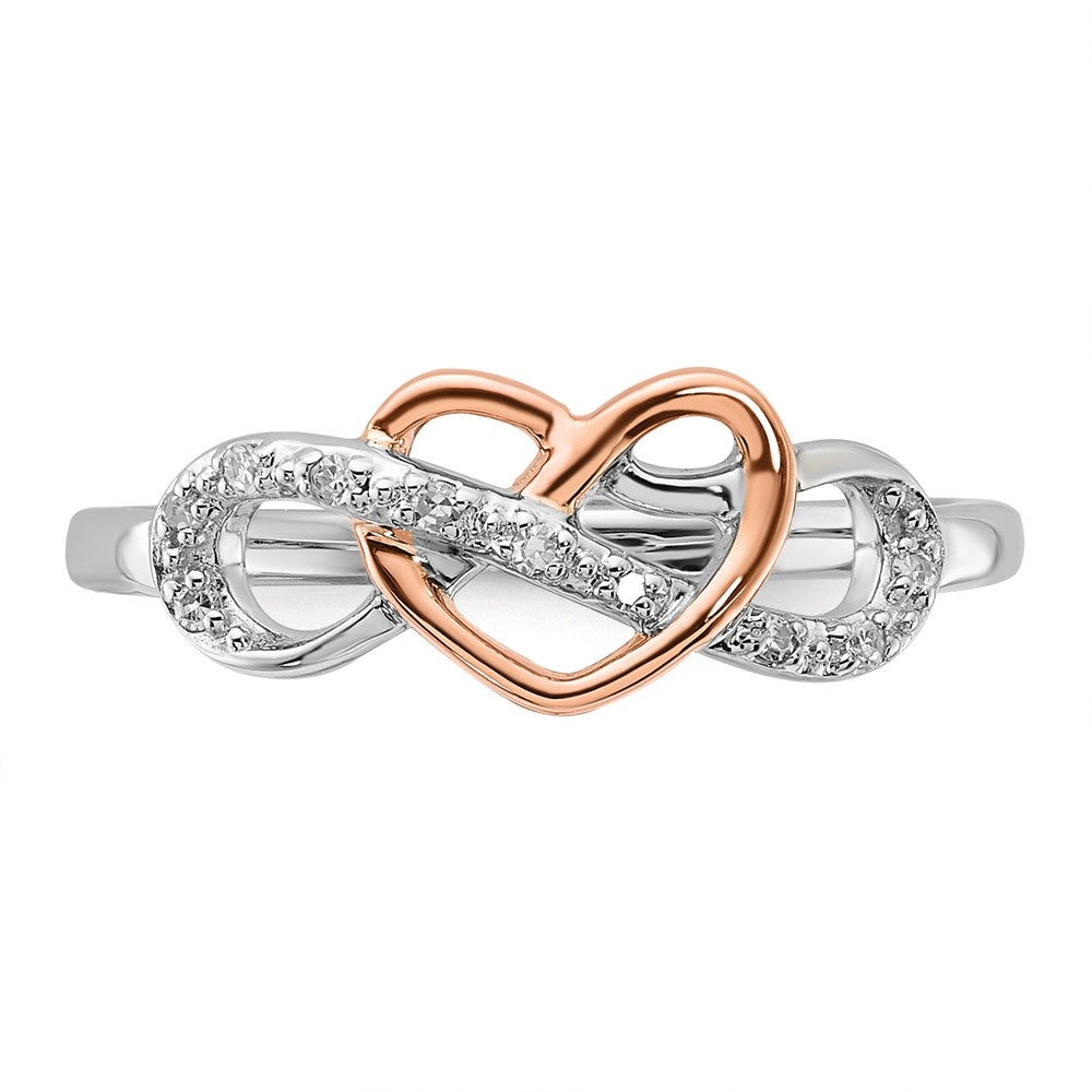 10K Two Tone Diamond Infinity with Heart Ring