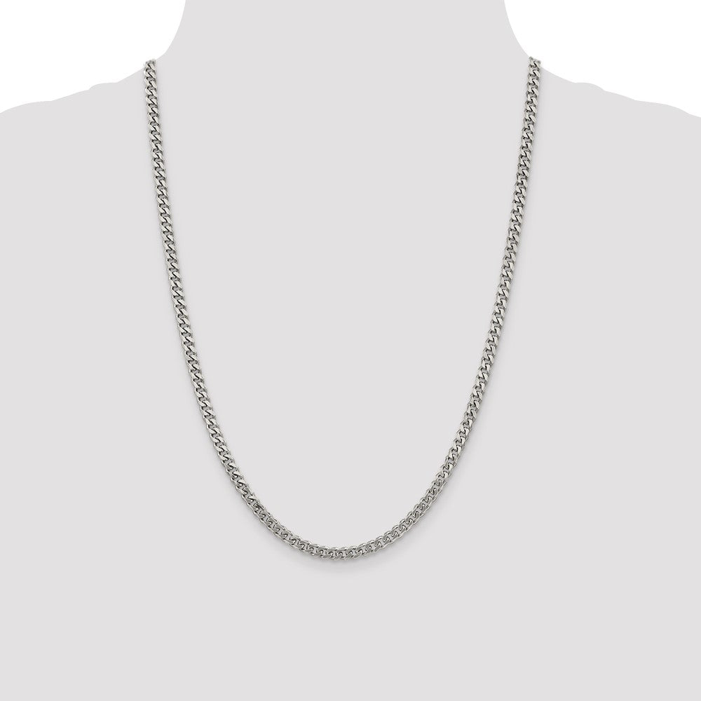 Sterling Silver Rhodium-plated 4.5mm Curb Chain 24 Inches