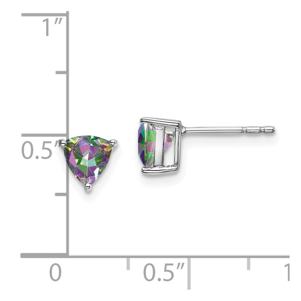 14k White Gold Trillion Mystic Fire Topaz Earrings