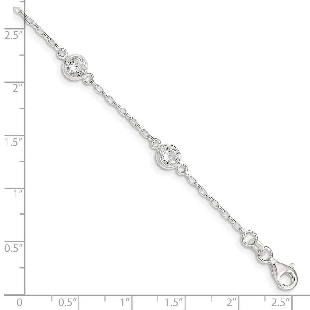 Sterling Silver Polished CZ Bracelet 7.5 inches