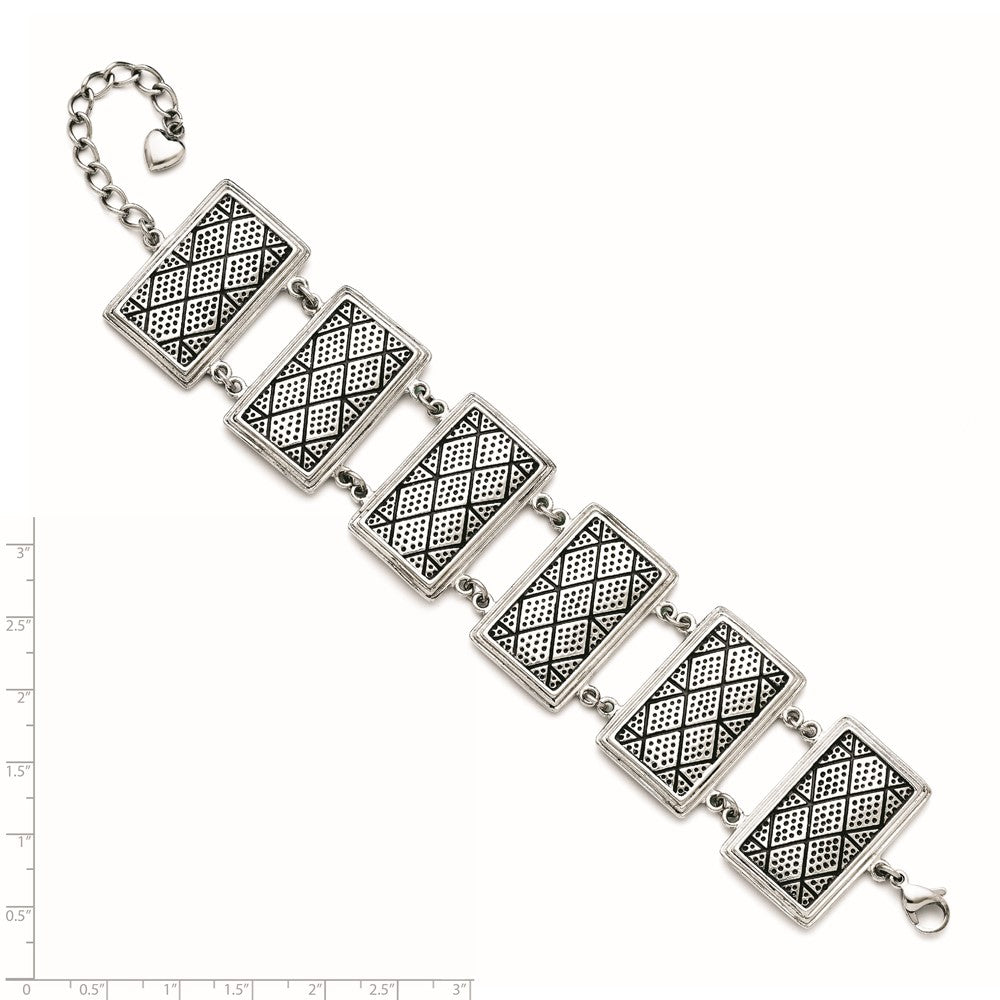 Stainless Steel with 2in extension Antiqued Bracelet