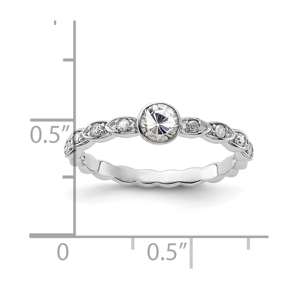 Sterling Silver White Topaz and Diamond Ring