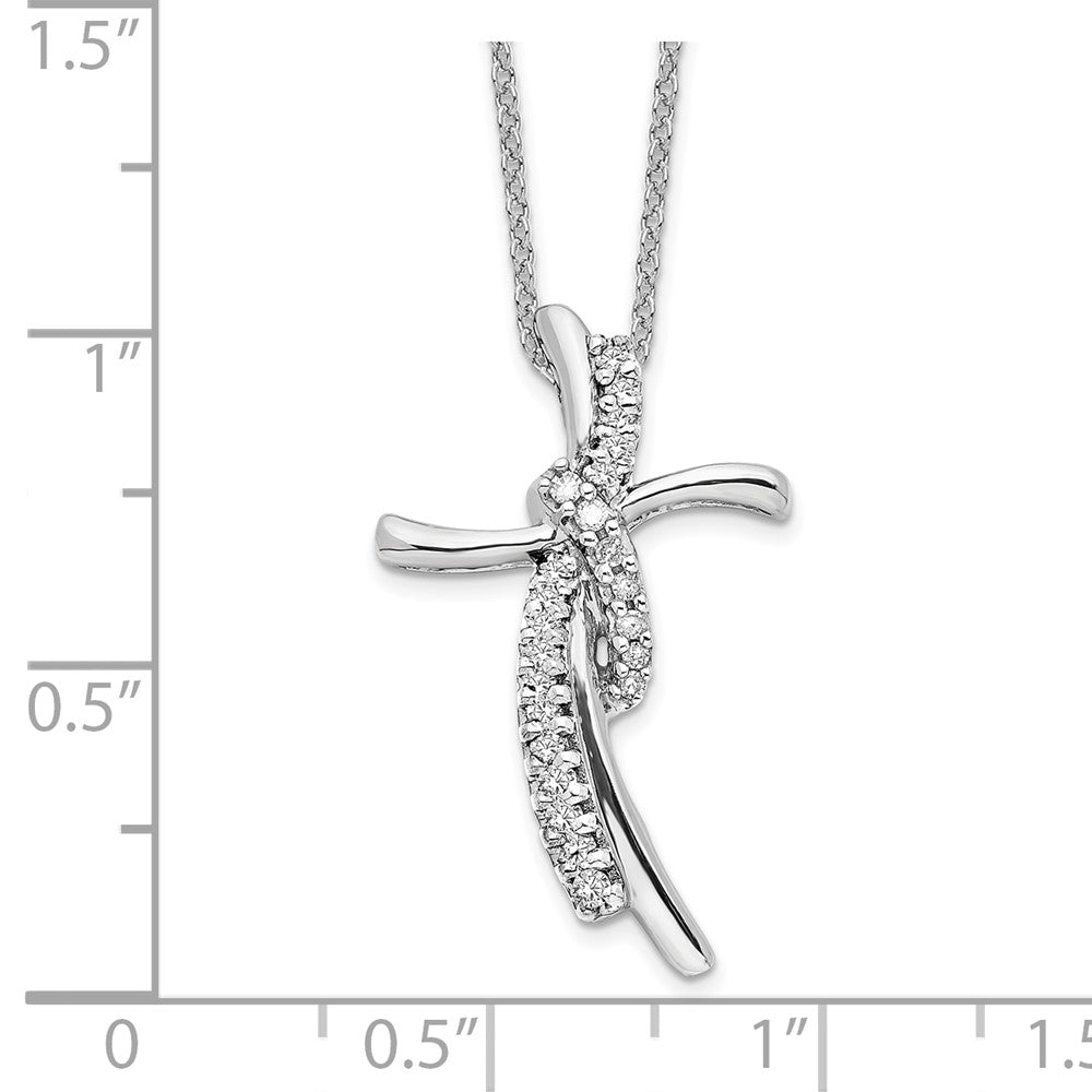 14k White Gold 1/8 carat Lab Grown Diamond VS/SI+ G+ 18 inch Cross Pendant Necklace