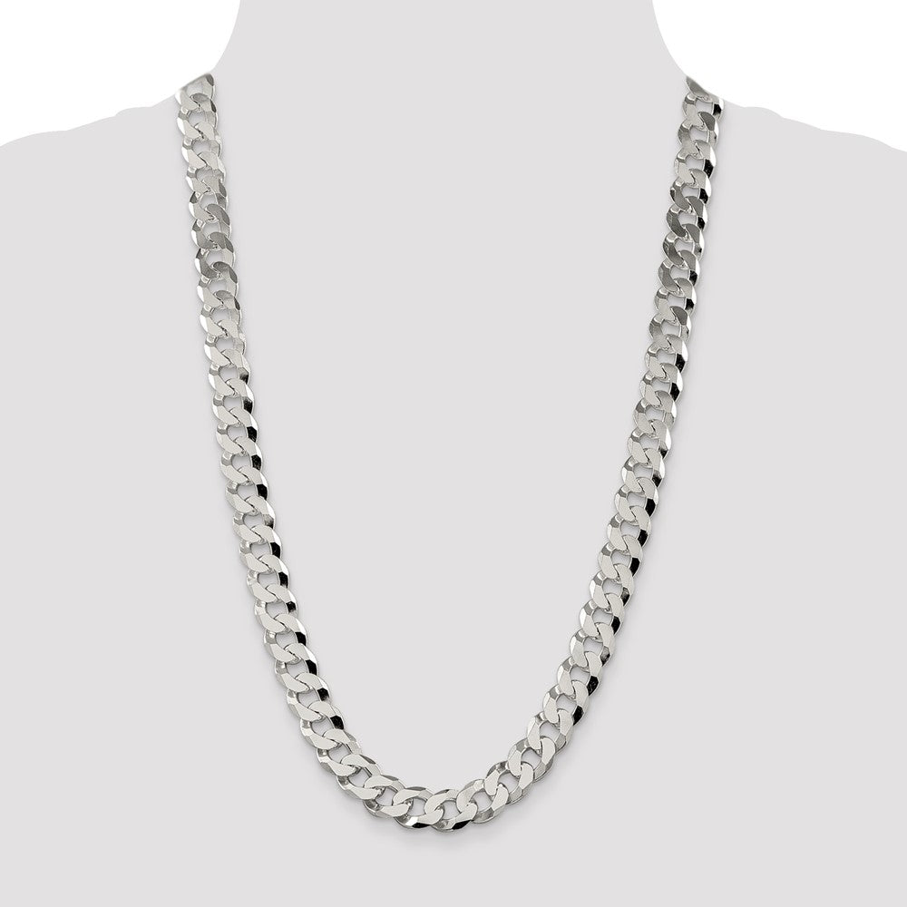 Sterling Silver 12.3mm Beveled Curb Chain 26 Inches