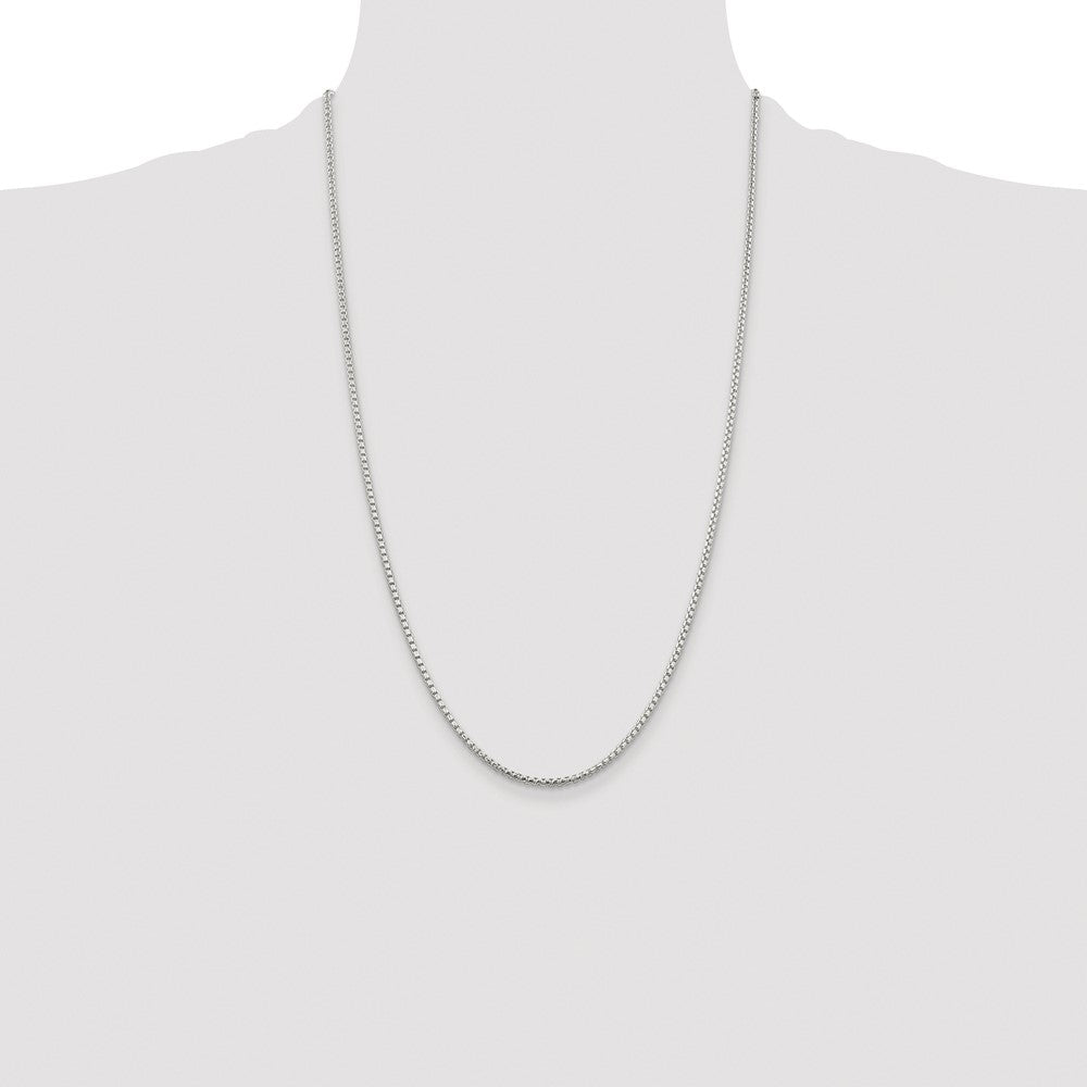 Sterling Silver Rhodium-plated 2mm Diamond-cut Round Box Chain