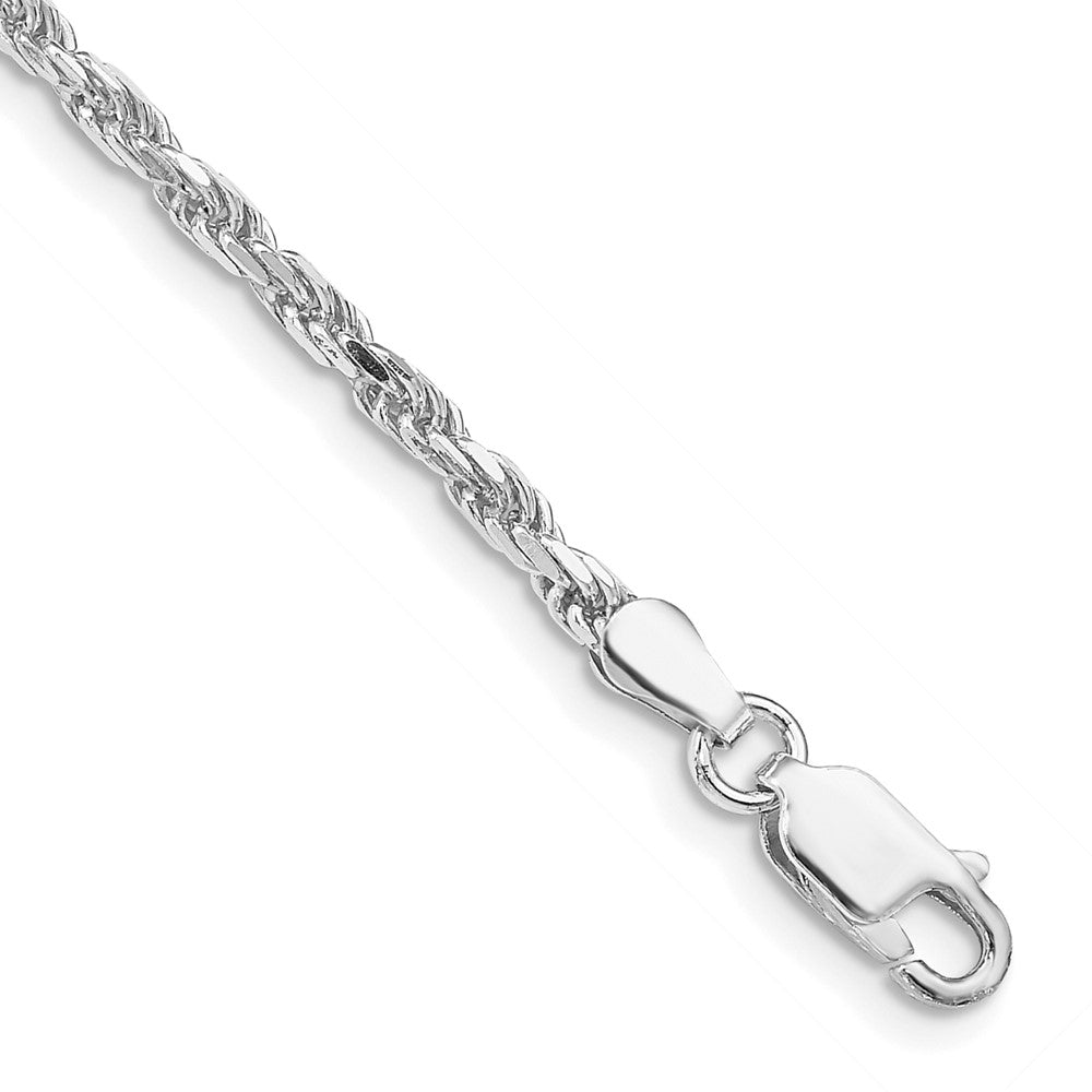 Sterling Silver Rhodium-plated 2.5mm Diamond-cut Rope Chain 8 inches