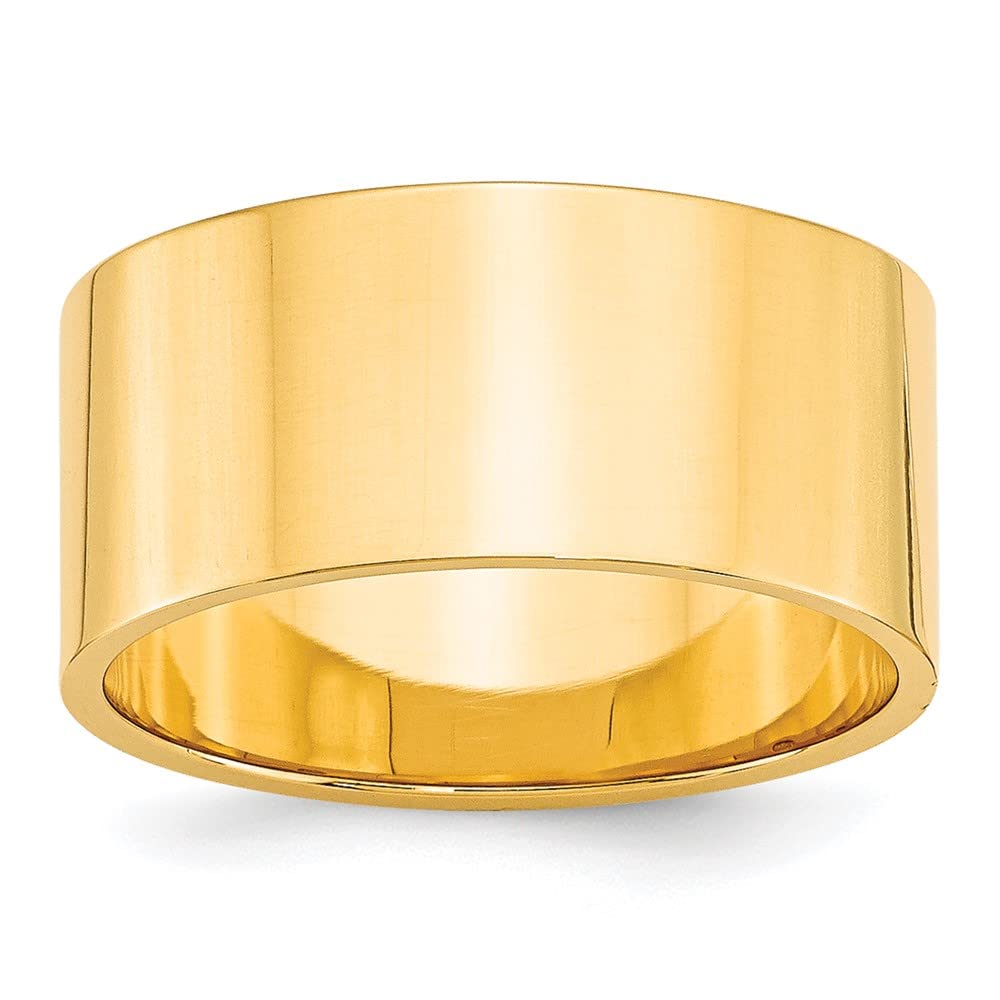 10k Yellow Gold 10mm Lightweight Flat Wedding Band Size 10.5