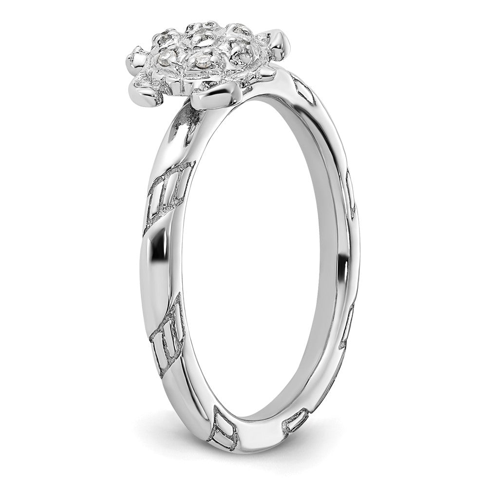 Sterling Silver Stackable Expressions Diamond Turtle Ring Size -8