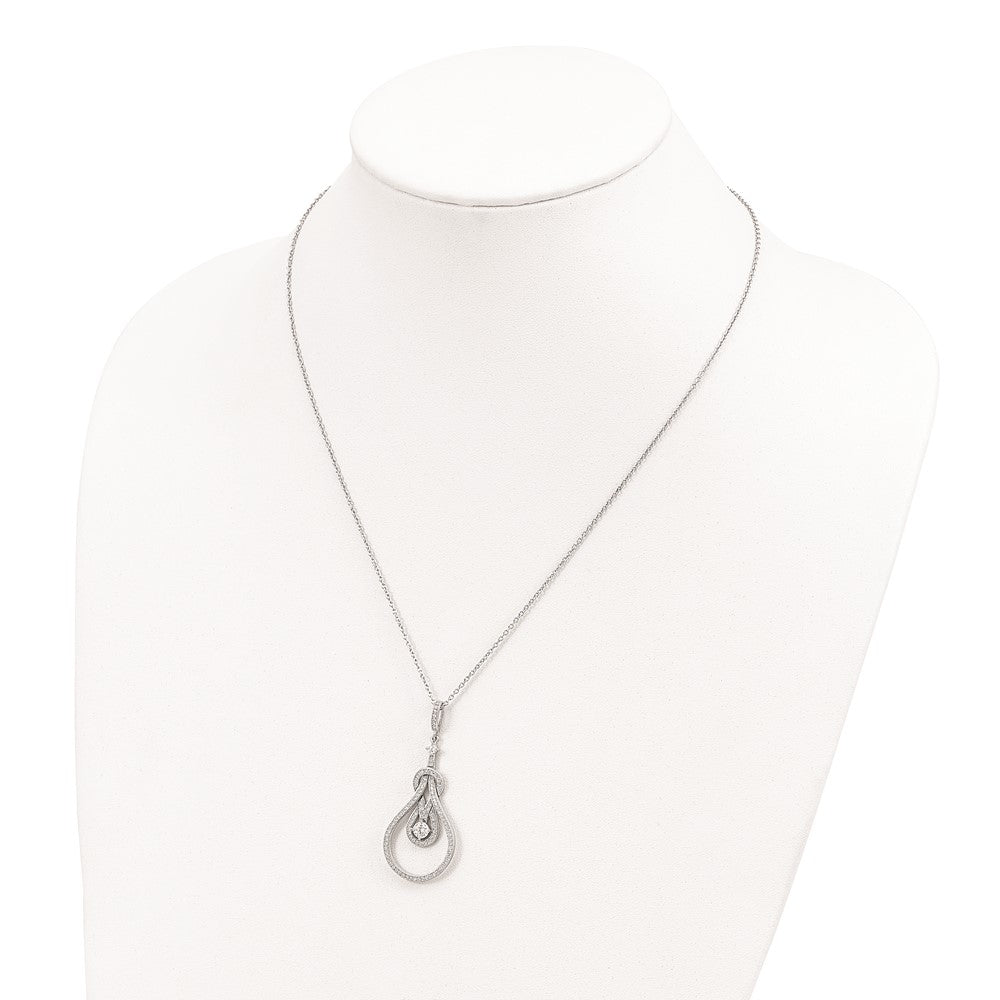 Brilliant Embers Sterling Silver Rhodium-plated 109 Stone 18 inch Micro Pav‚ CZ Polished Necklace with 2 Inch Extender 18 Inches