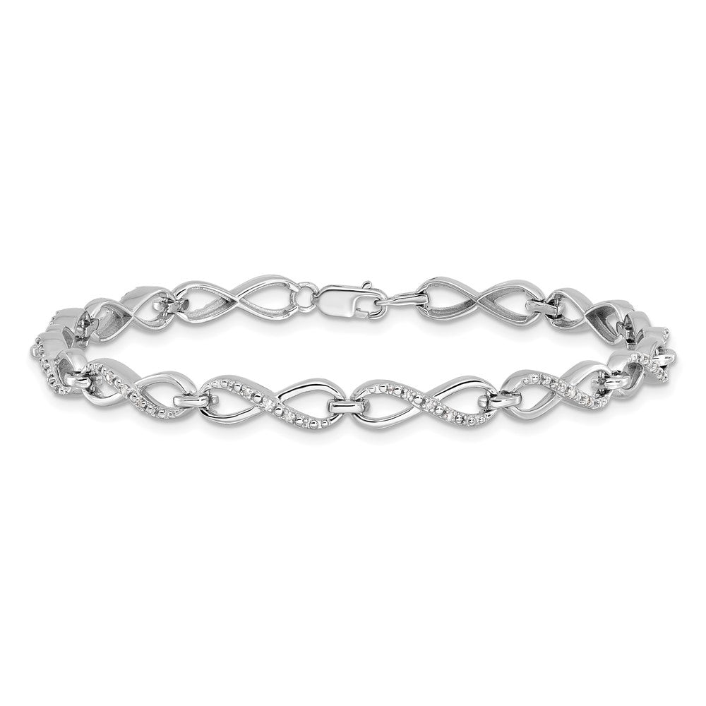 Sterling Silver Rhodium-plated Diam. Bracelet 7.5 inches