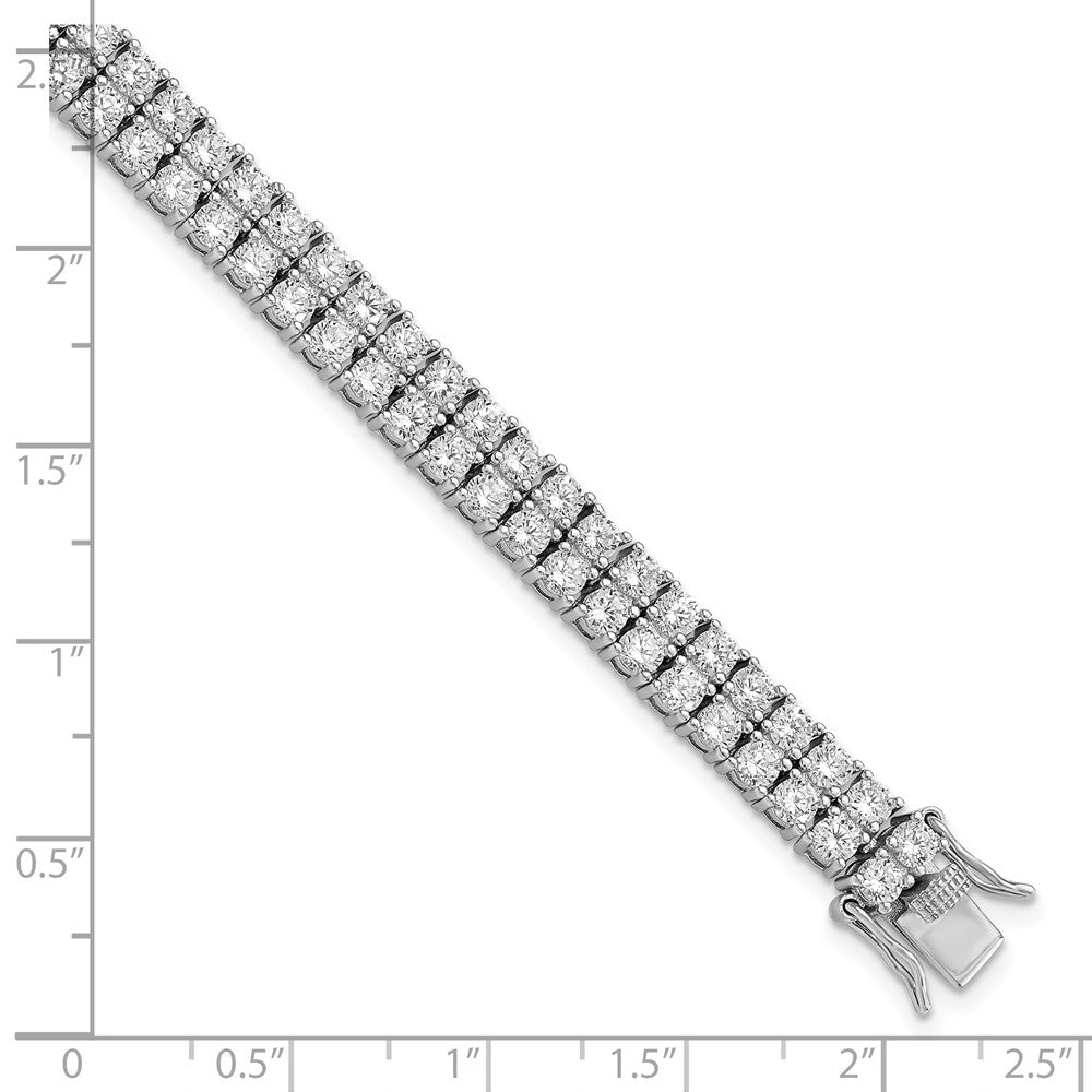 Cheryl M Sterling Silver Rhodium-plated Brilliant-cut CZ Two Row 7.5 Inch Tennis Bracelet 7.5 inches