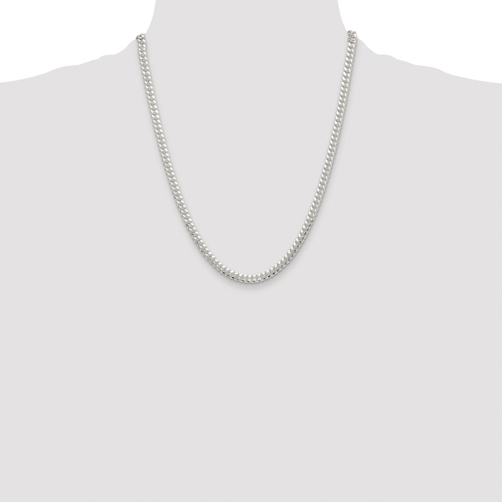 Sterling Silver Rhodium-plated Polished 5.7mm Domed Curb Chain