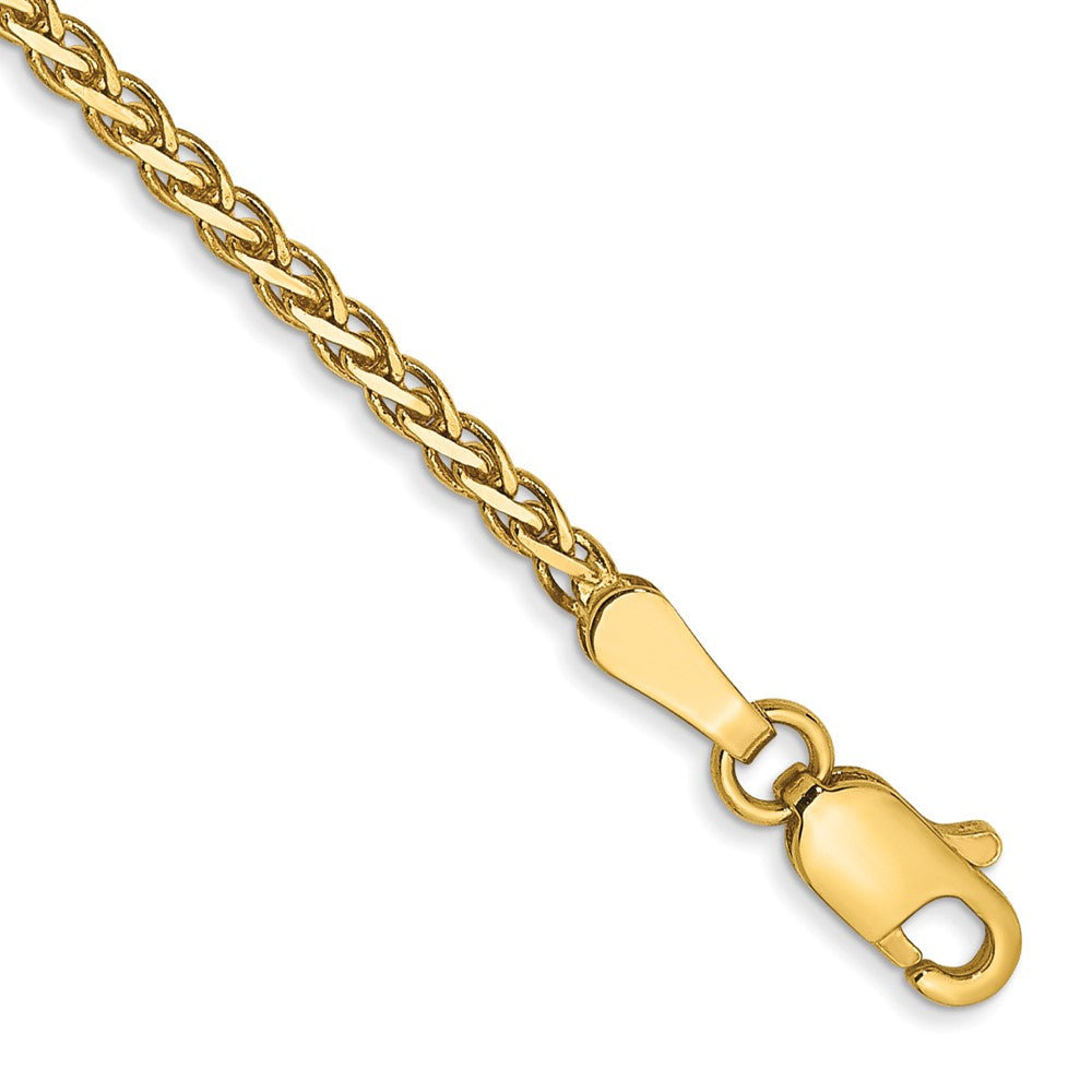 14K 7 inch 1.9mm Flat Wheat with Lobster Clasp Bracelet 7 inches