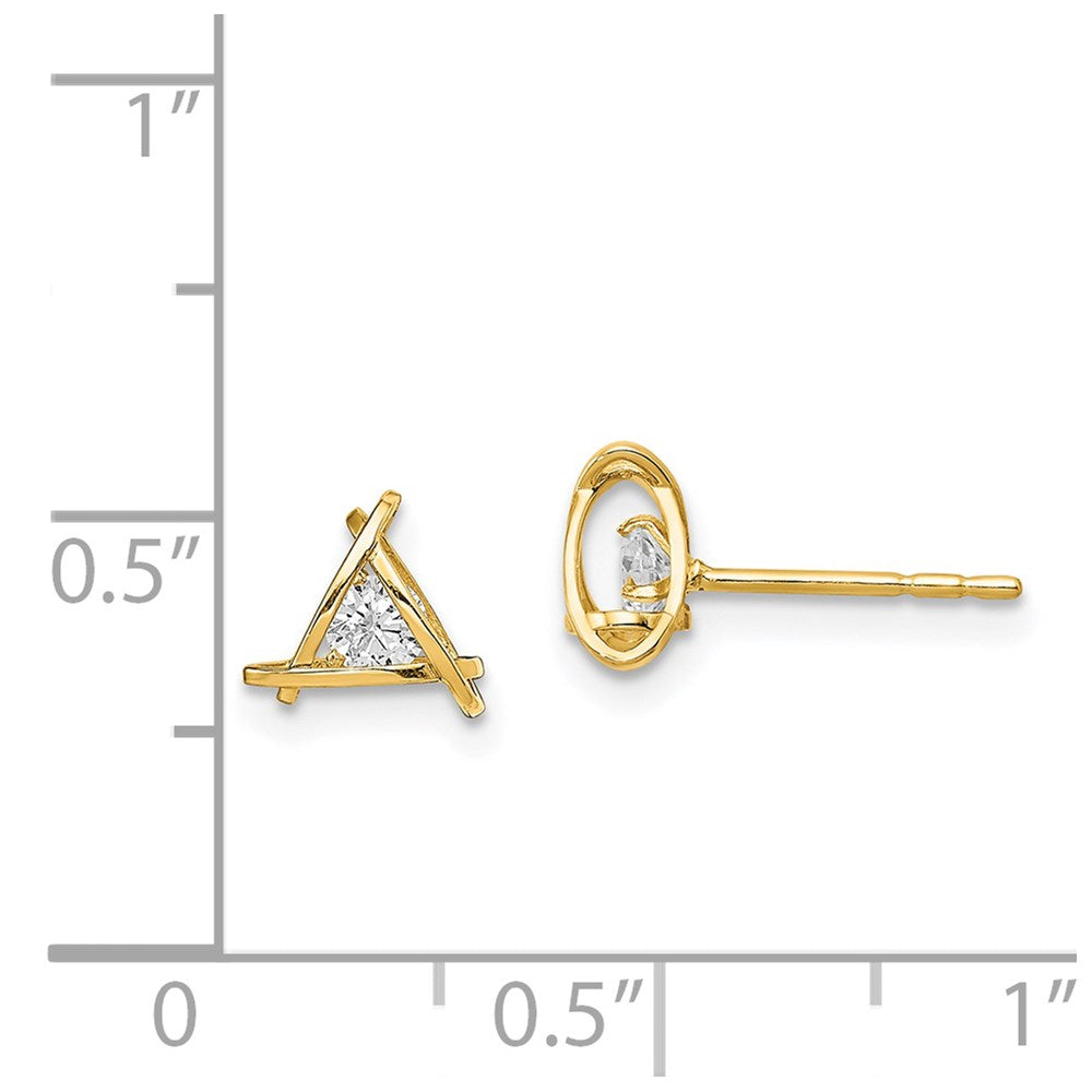 14k Madi K CZ Weaved Triangle Post Earrings