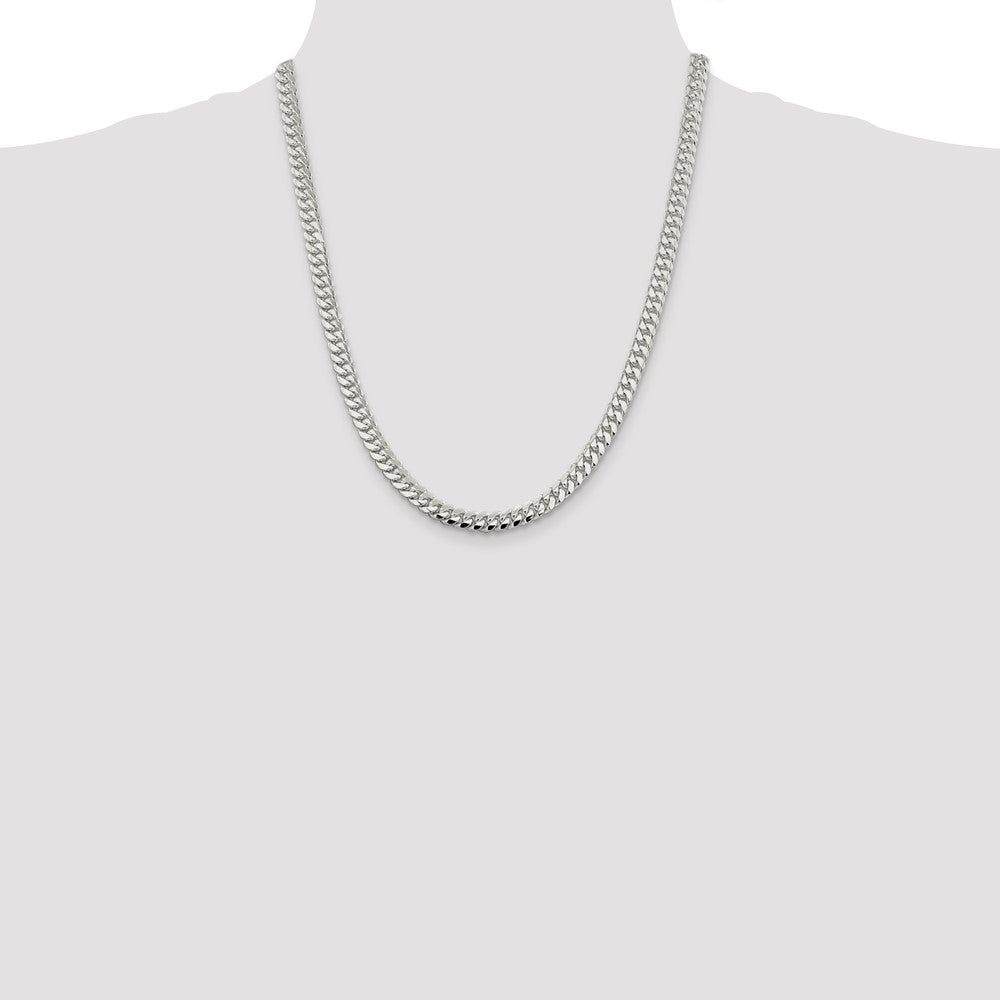Sterling Silver 6.4mm Polished Domed Curb Chain 22 Inches