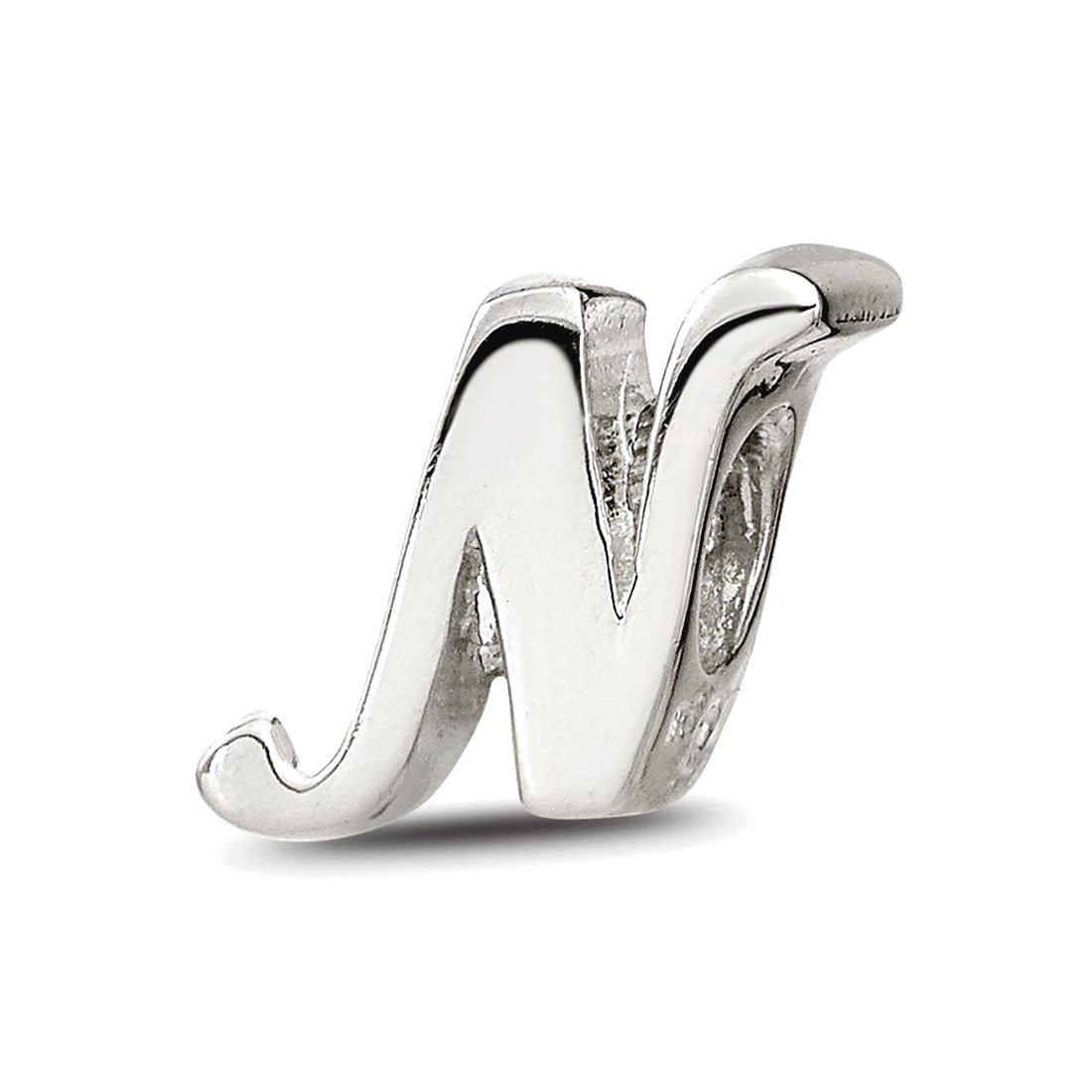 Reflection Beads QRS1430N Sterling Silver Letter N Script Bead