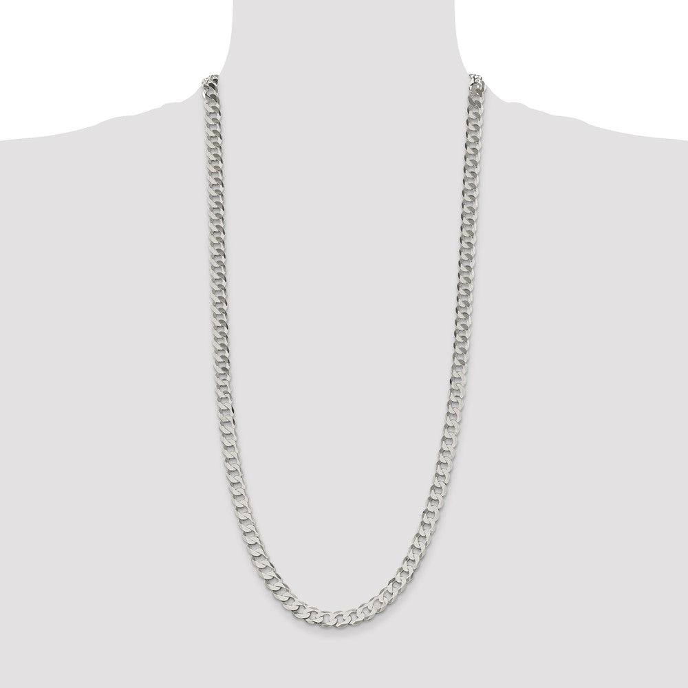 Sterling Silver 7.5mm Flat Curb Chain