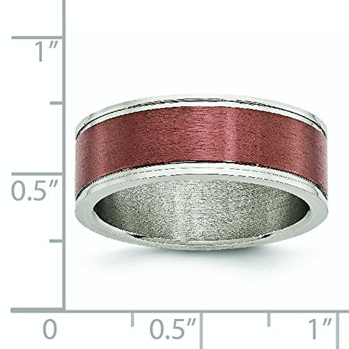 Stainless Steel Brushed and Polished Brown IP-plated 8mm Band Size - 10.5