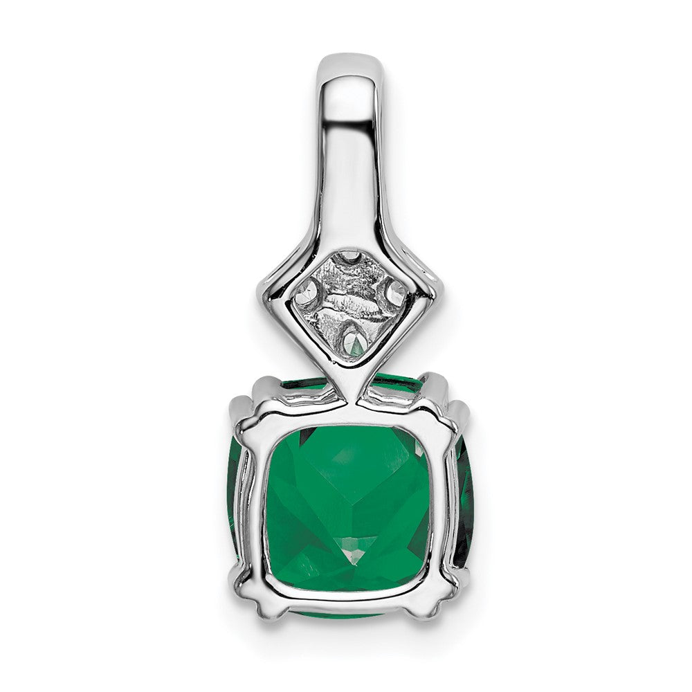 14k White Gold 1/5 carat Lab Grown Diamond VS/SI+ G+ and Lab Created Emerald Pendant