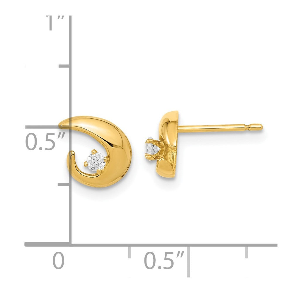 14K Polished CZ Fancy Post Earrings