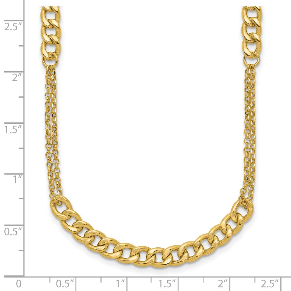 14K Polished/Dia-cut Fancy Link w/2in ext. Necklace