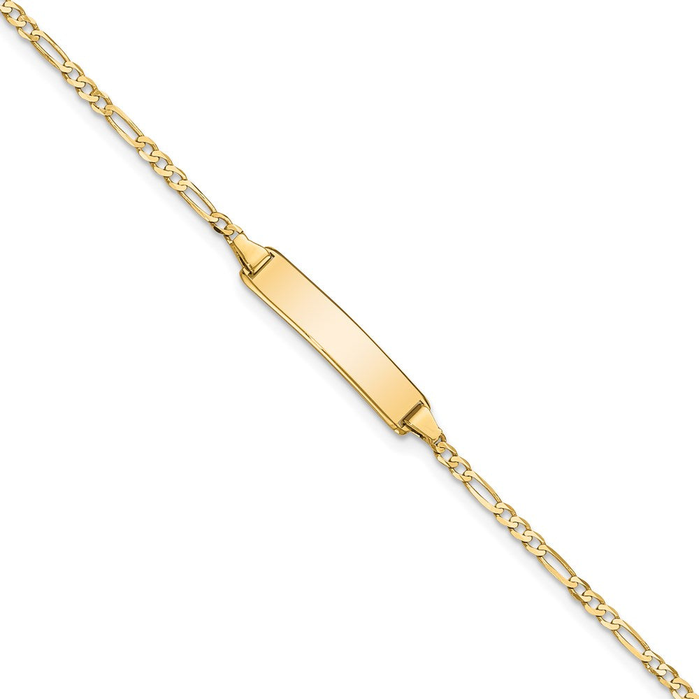 14k Flat Figaro Link ID Bracelet 7 inches