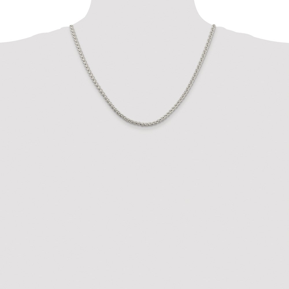 Sterling Silver Rhodium-plated 4mm Round Spiga Chain