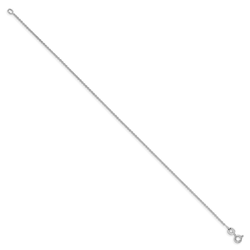 Sterling Silver Rhodium-plated 1mm Cable Chain Anklet 9 inches
