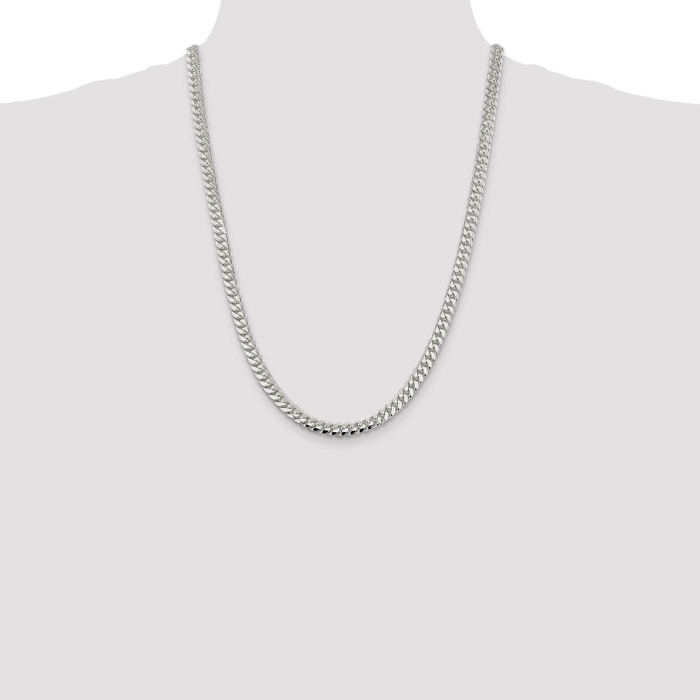 Sterling Silver 6.4mm Polished Domed Curb Chain 24 Inches