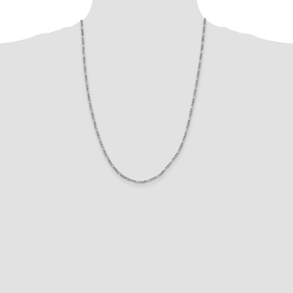 Sterling Silver Rhodium-plated 2.5mm Figaro Chain 24 Inches