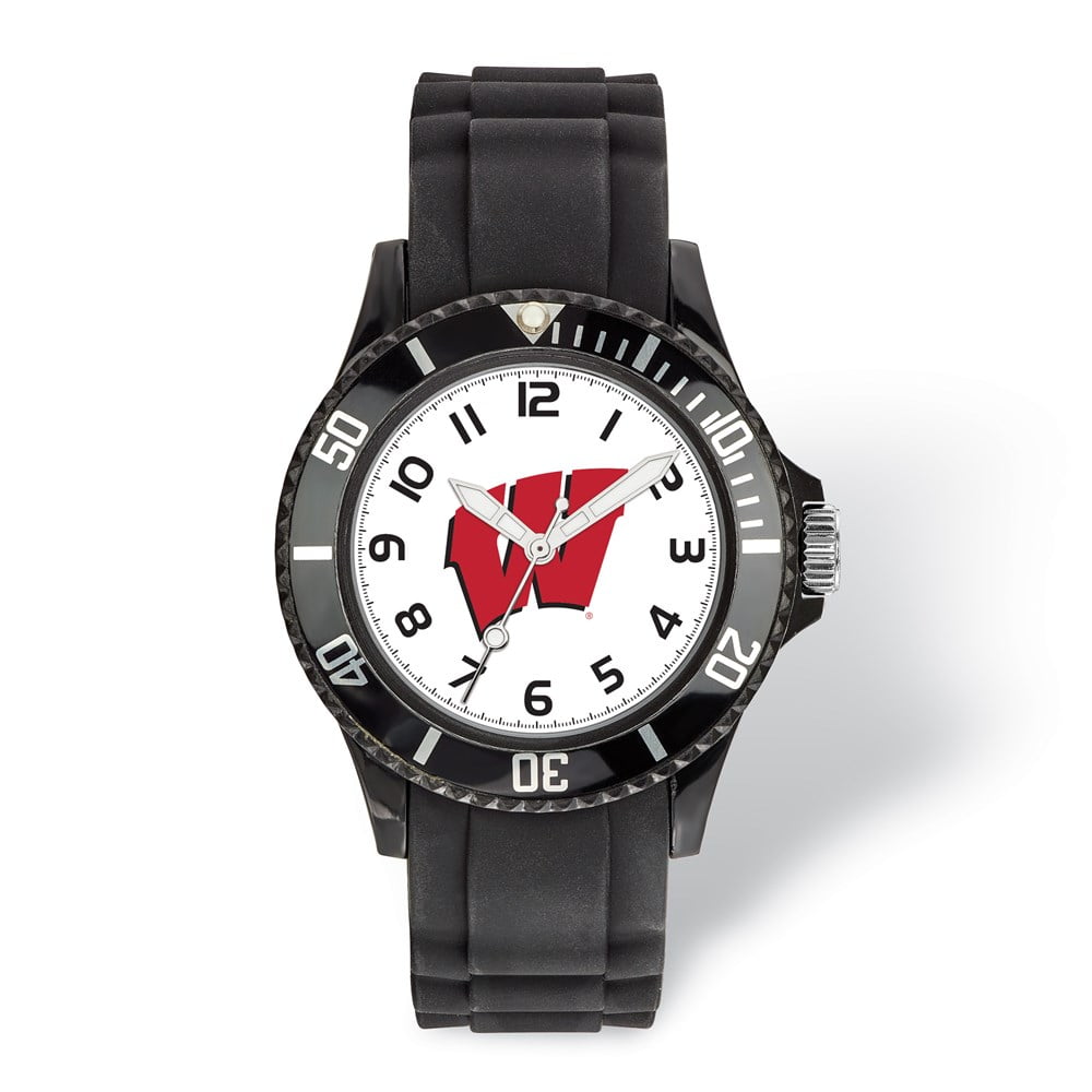 LogoArt University of Wisconsin Scholastic Silicone Strap Quartz Watch QUWI170