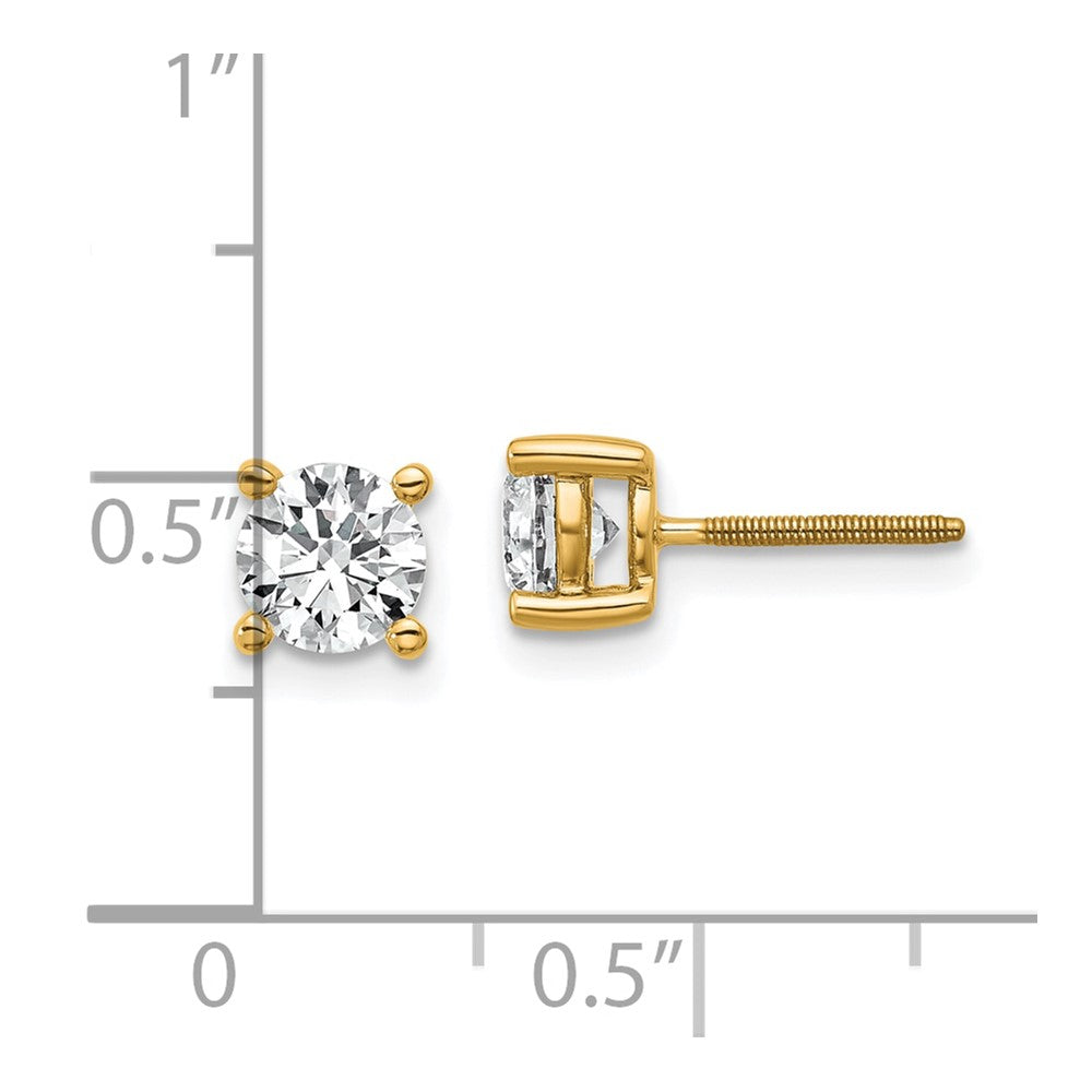 14k Yellow Gold 1 ctw Lab Grown Diamond VS+ F+ Round 4 Prong Heavy Wt. Screwback Stud Earrings