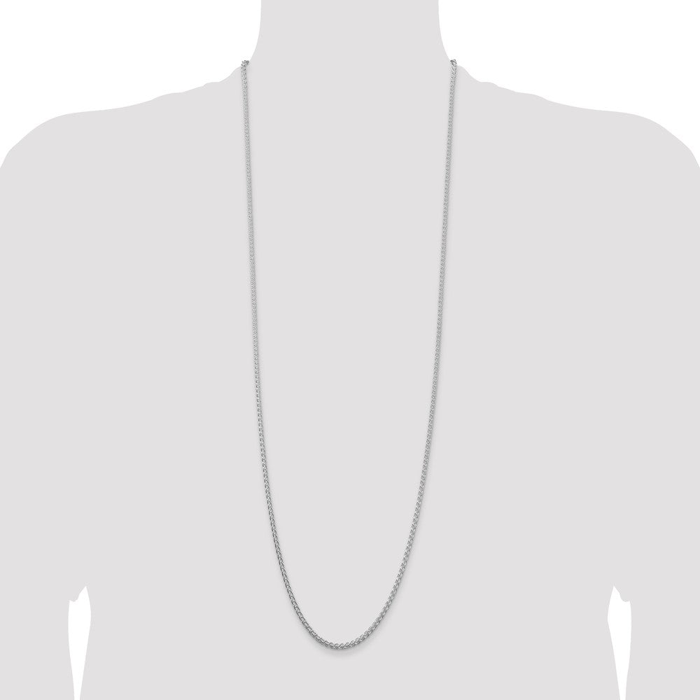 Sterling Silver Rhodium-plated 2.5mm Round Spiga Chain 36 Inches