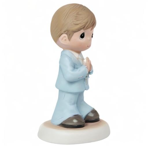 Precious Moments Hand-painted Porcelain Standing Communion Brunette Boy Figurine
