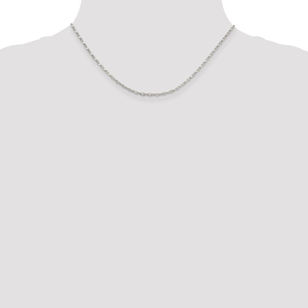 Sterling Silver 2.25mm Fancy Wave Flat Link Chain 16 Inches