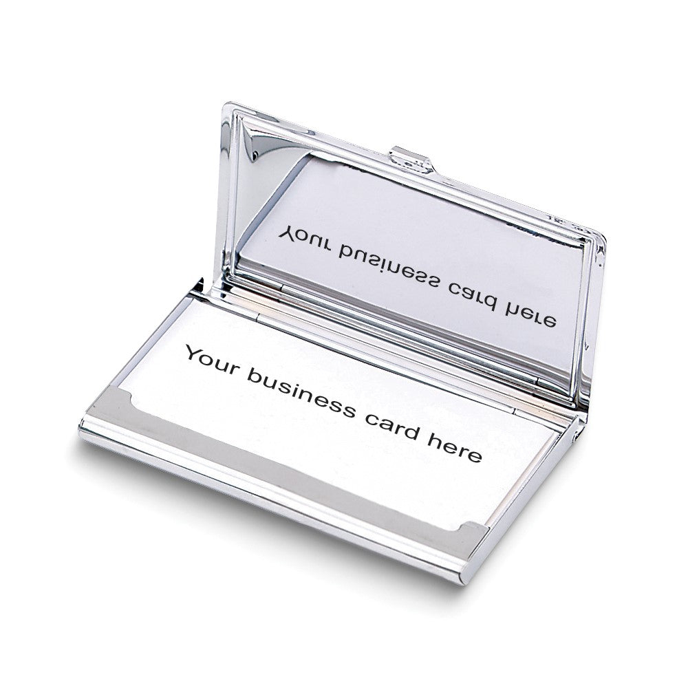 Silver-tone Black Mother of Pearl Inlay Business Card Holder