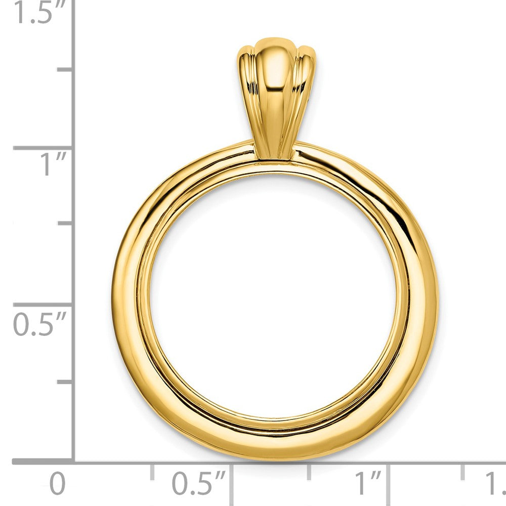 Wideband Distinguished Coin Jewelry 14k Polished Concentric Circle 21.6mm Prong Coin Bezel Pendant
