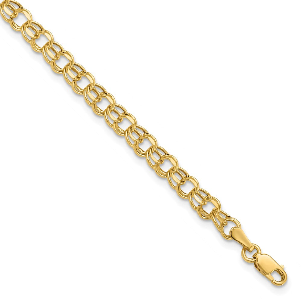 14k 8in 4.5mm Hollow Double Link Charm Bracelet 8 inches
