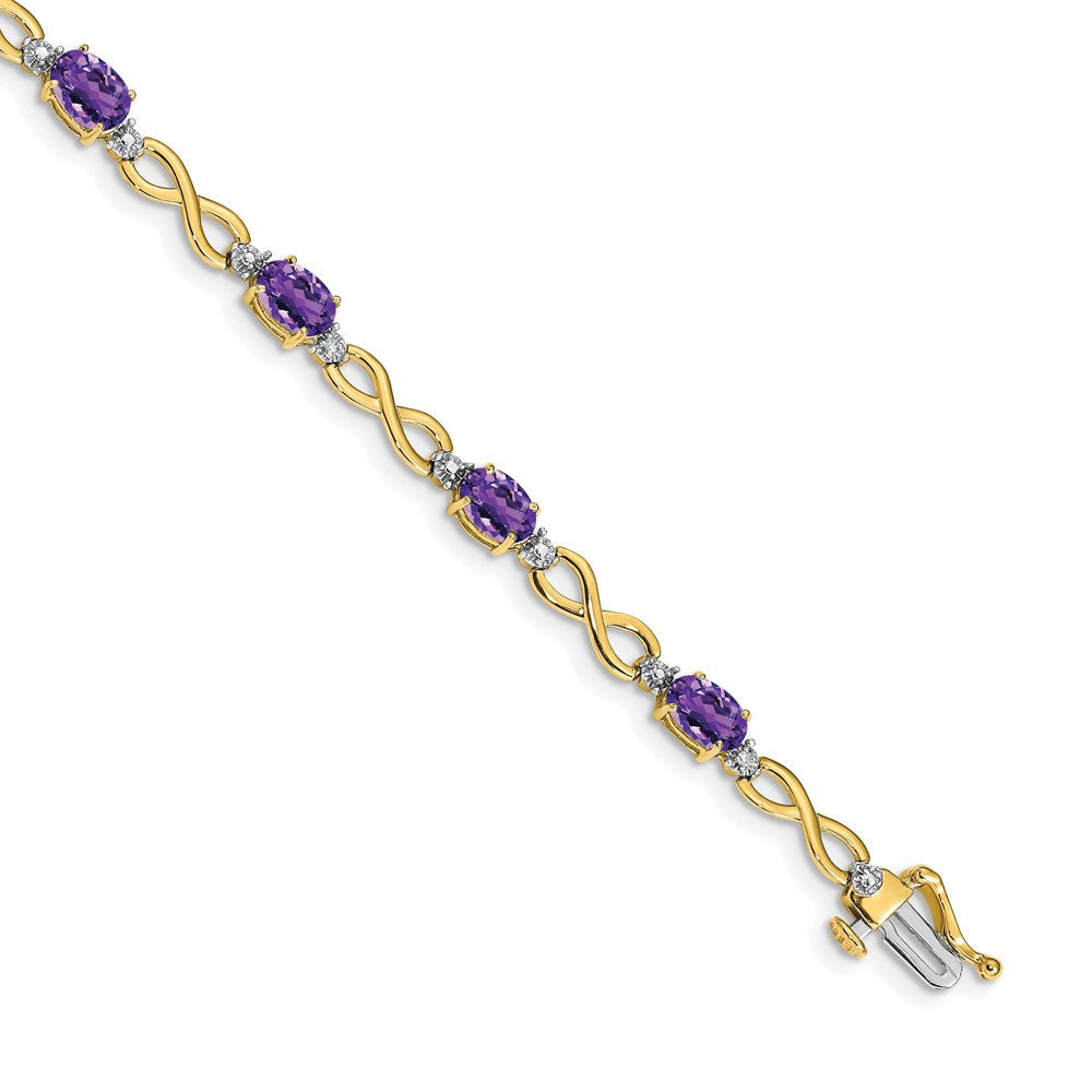 14k Amethyst and Diamond Infinity Bracelet 7 inches