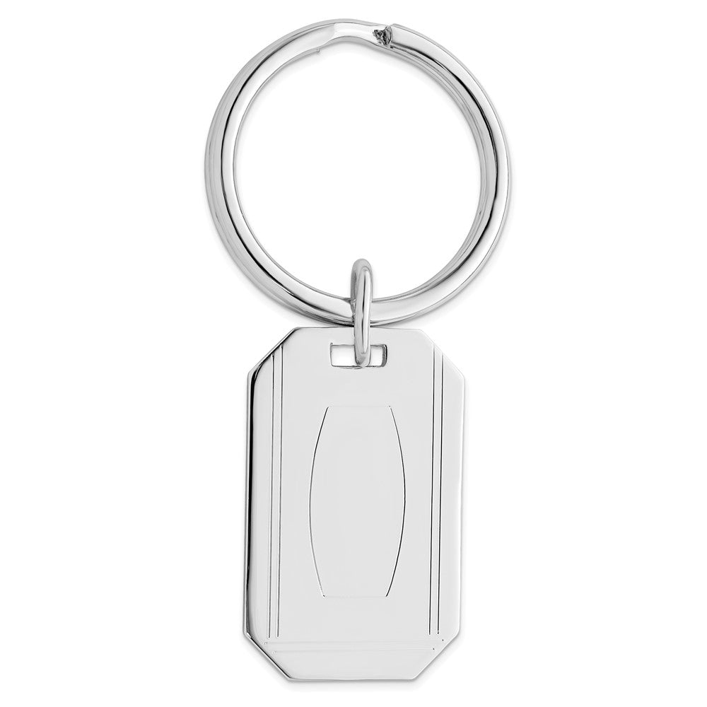 Rhodium-plated Kelly Waters with Engraveable Area Key Ring QGP3809