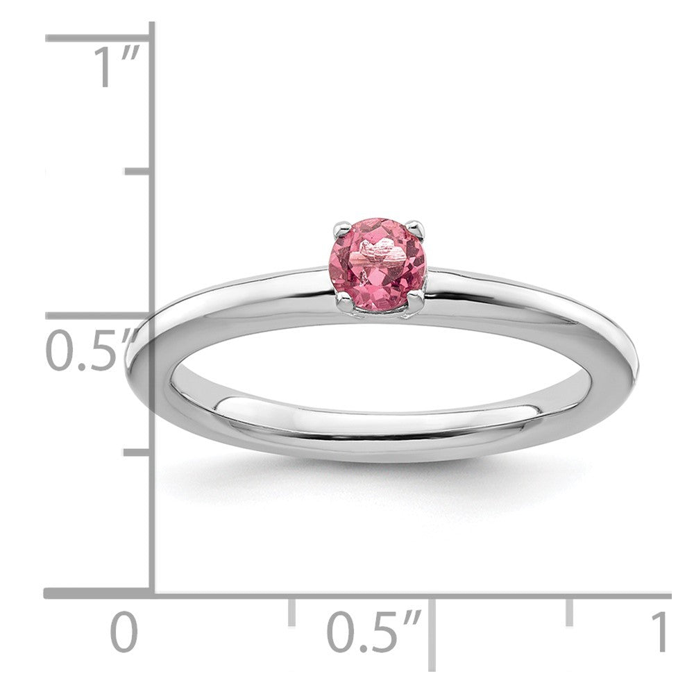 Sterling Silver Stackable Expressions Rhodium Pink Tourmaline Ring