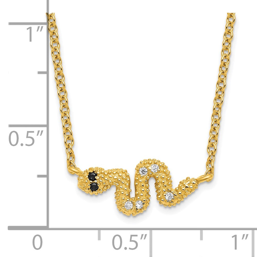 Sterling Silver Gold-plated with 2.25in ext CZ Snake Necklace