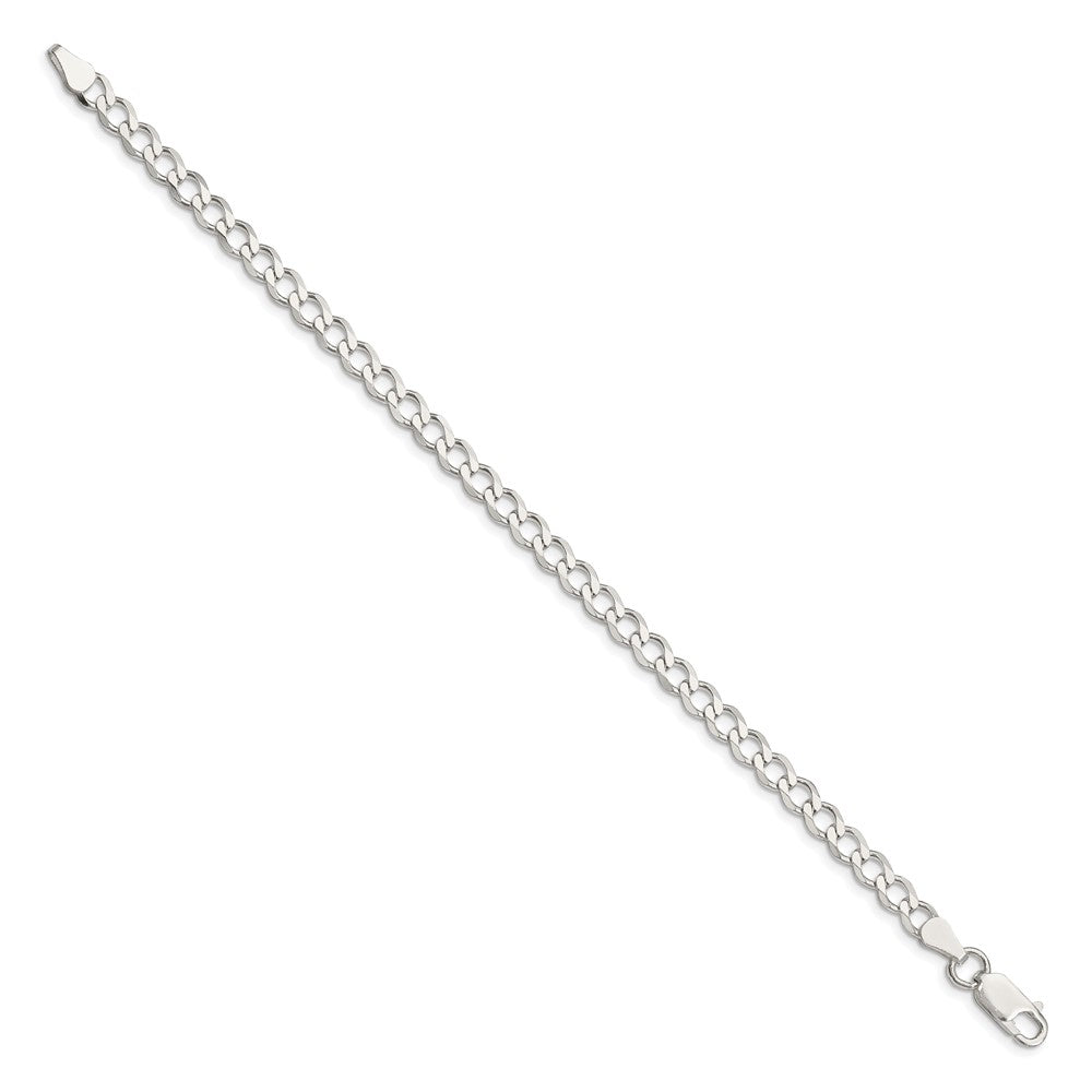 Sterling Silver 5.3mm Semi-solid Flat Curb Chain 8 inches