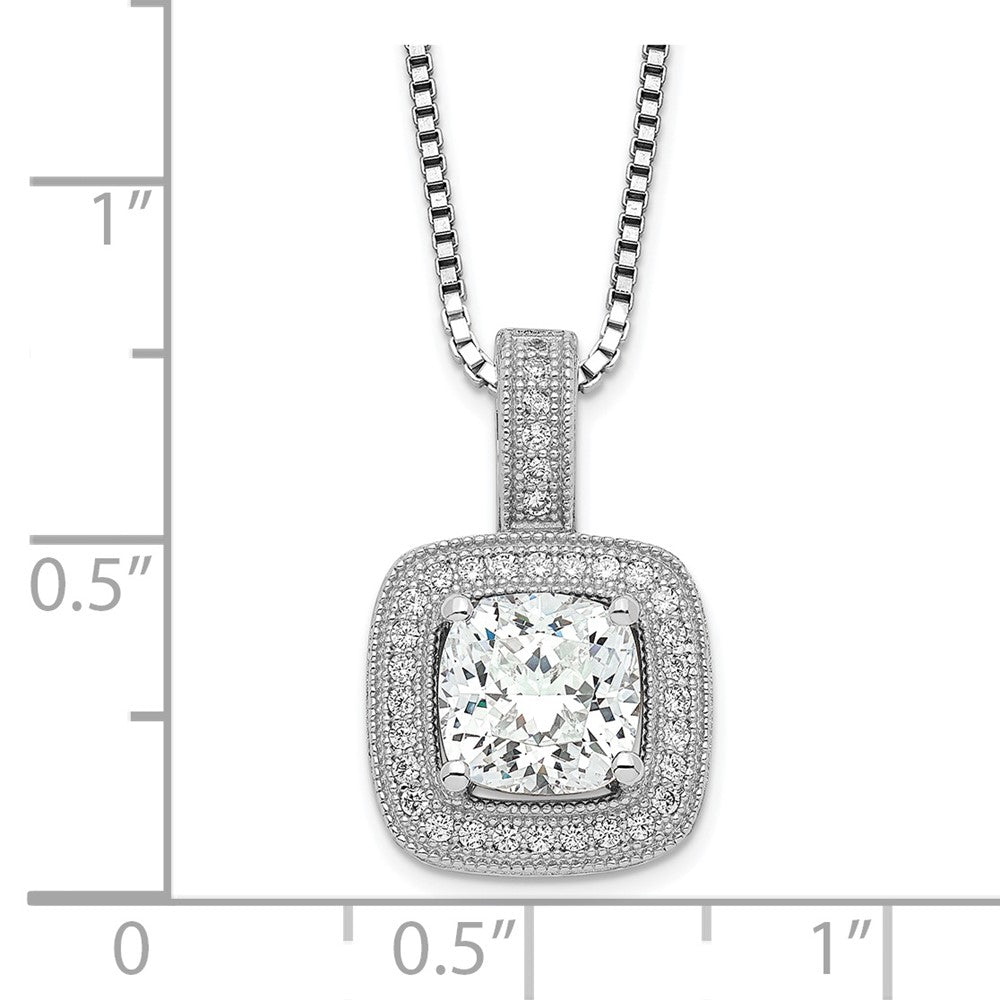 Brilliant Embers Sterling Silver Rhodium-plated 35 Stone 18 inch Halo Micro Pav‚ CZ Necklace with 2 Inch Extender 18 Inches