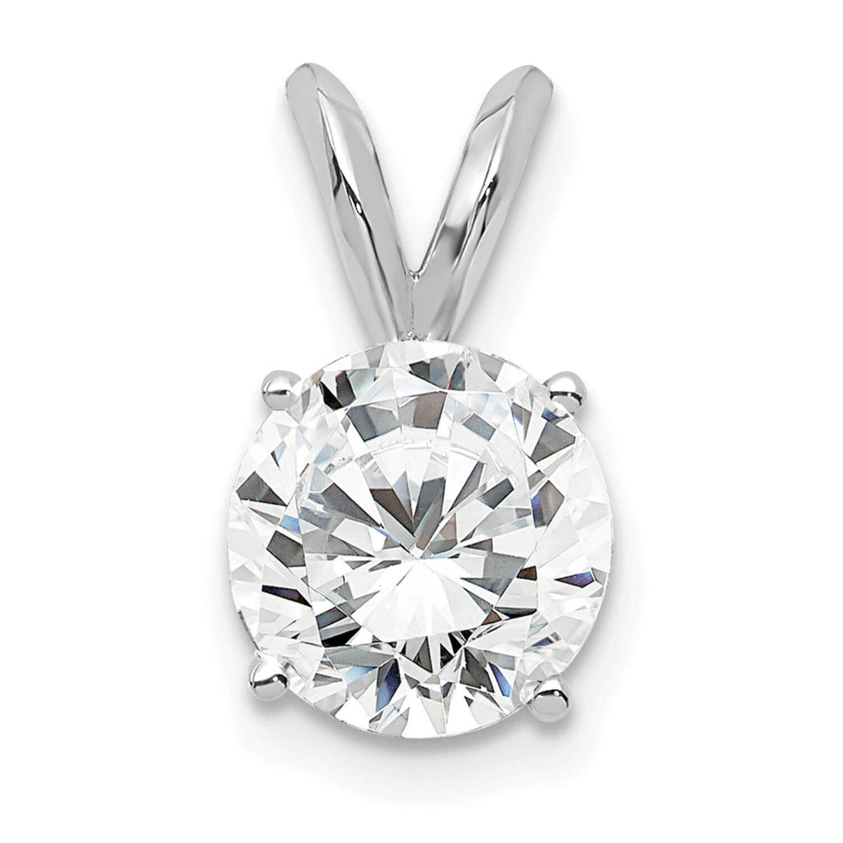14k White Gold 1 carat Certified Lab Grown Diamond VS+ F+ Round Complete Four Prong Solitaire Pendant