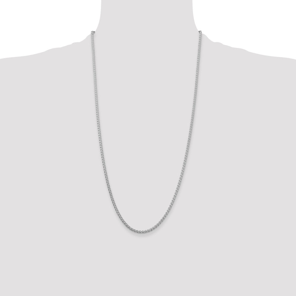 Sterling Silver Rhodium-plated 2.5mm Round Spiga Chain 28 Inches