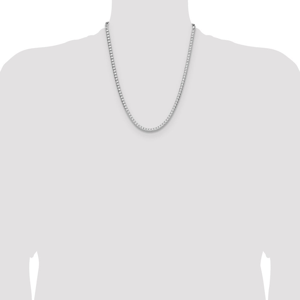Sterling Silver Rhodium-plated 4.7mm D/C Square Franco Chain